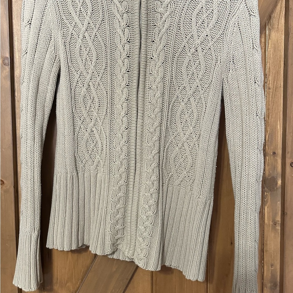 Liz Claiborne Cream Cable Knit Zip-Up Cardigan